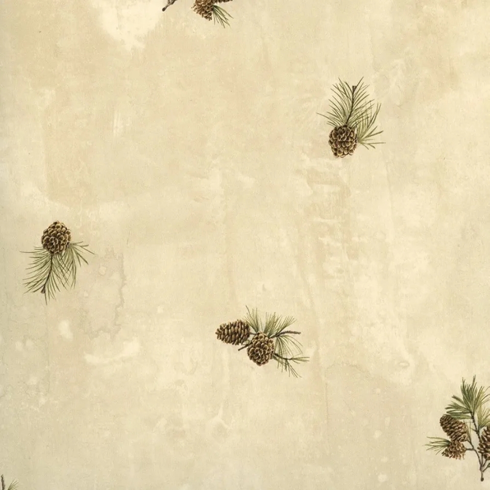 Wallpaper Brantley Beige Pinecone Toss Lodge Rustic